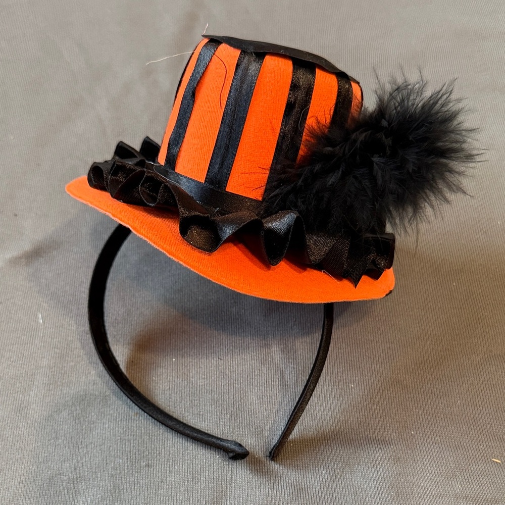 Kids Orange Black Halloween Costume Hat Dress Up One Size